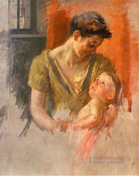 María Cassatt Painting - Madre e hijo sonriéndose el uno al otro madres hijos Mary Cassatt